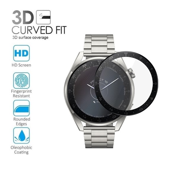 CaseUp Huawei Watch 3 Pro Tam Kapatan Ekran Koruyucu Siyah 2
